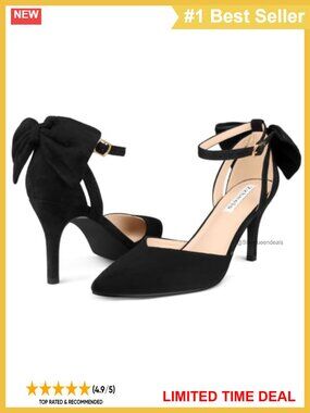 Women's Faux Suede Closed Toe Kitten Heel Bow Pumps Ankle Strap Heels